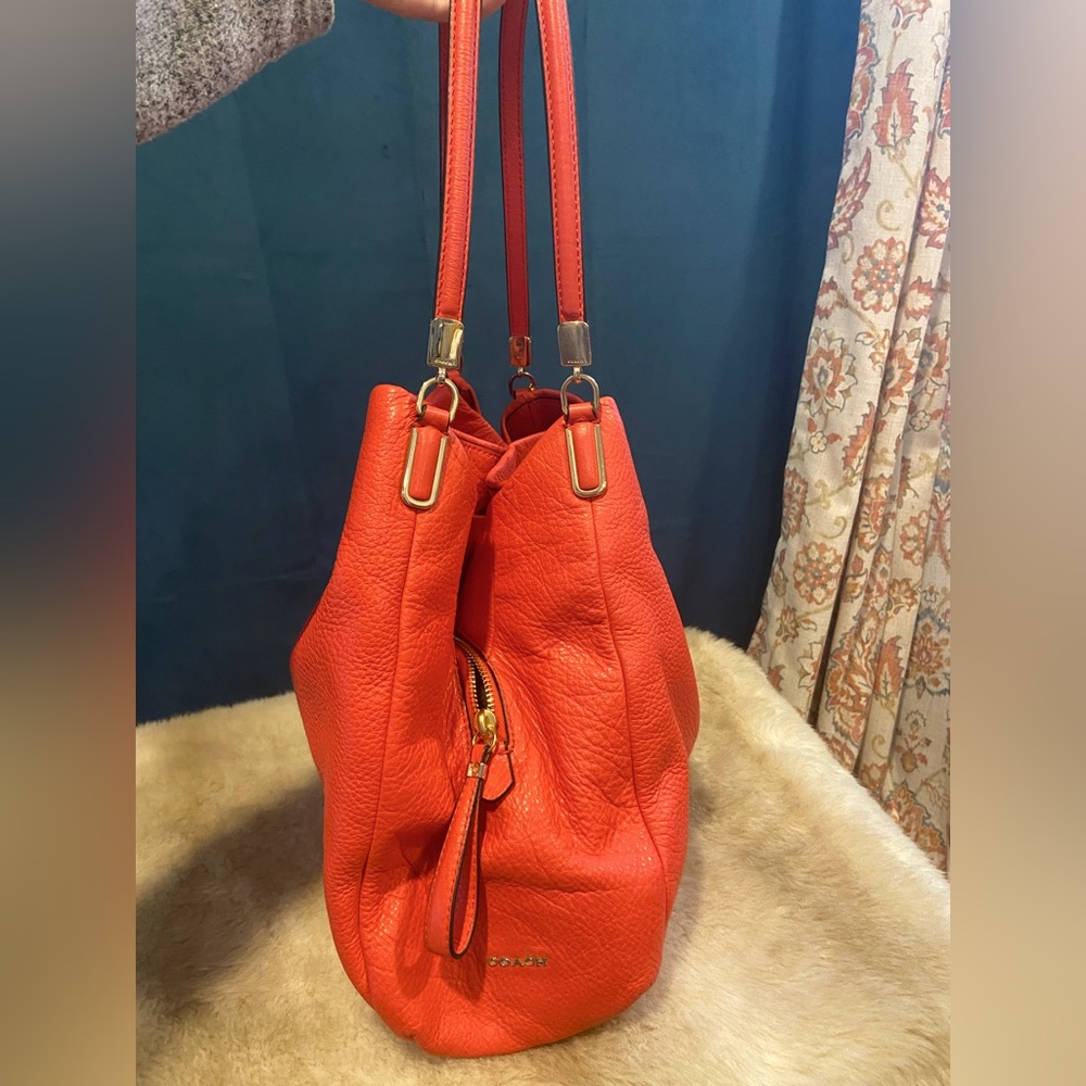 Coach hobo tote with 3 compartments. Coral. Authentic.